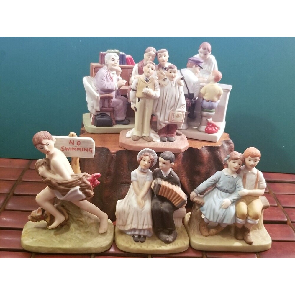 6 Vintage Norman Rockwell Porcelain Figurines Danbury Mint